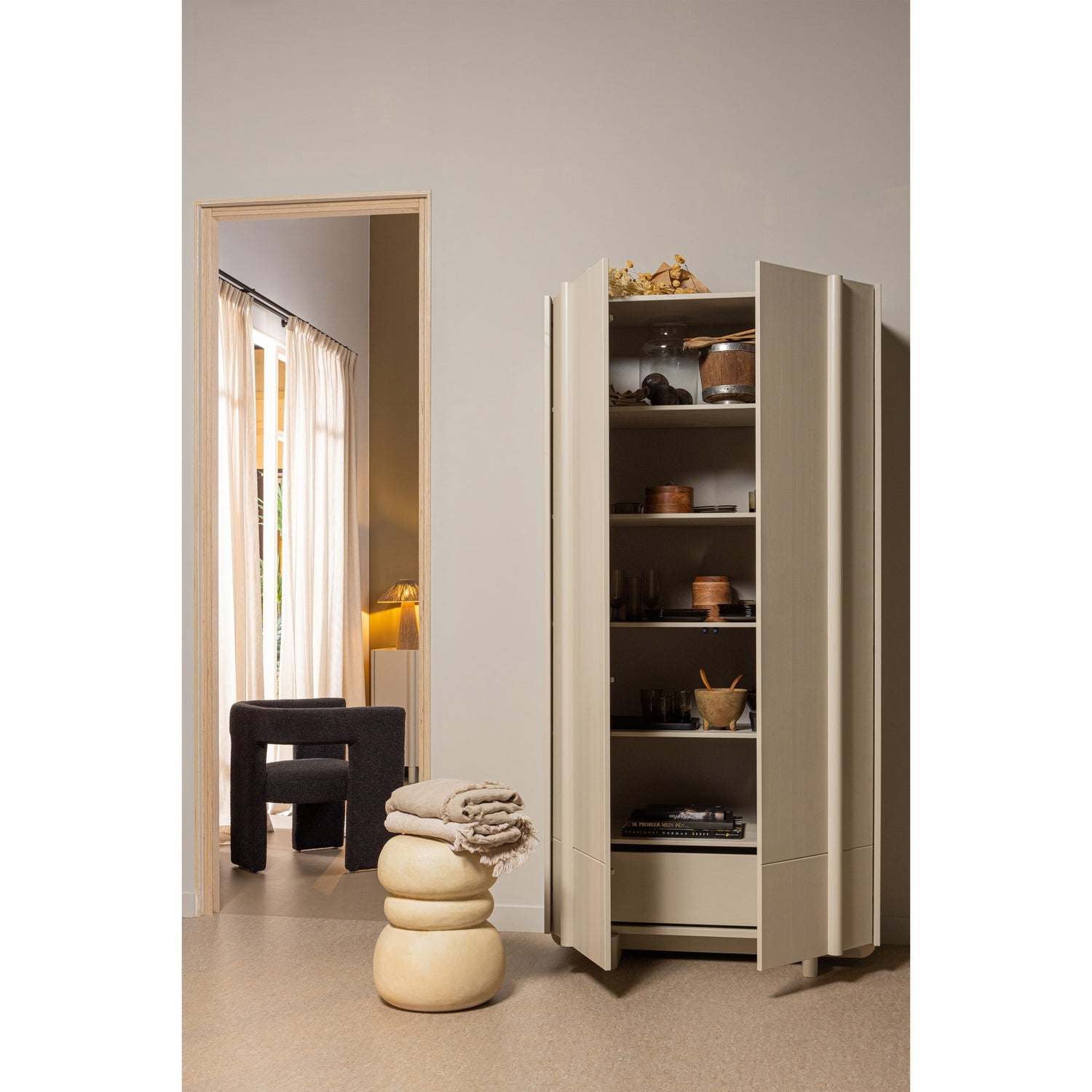 Tiwa fauteuil boucle beige