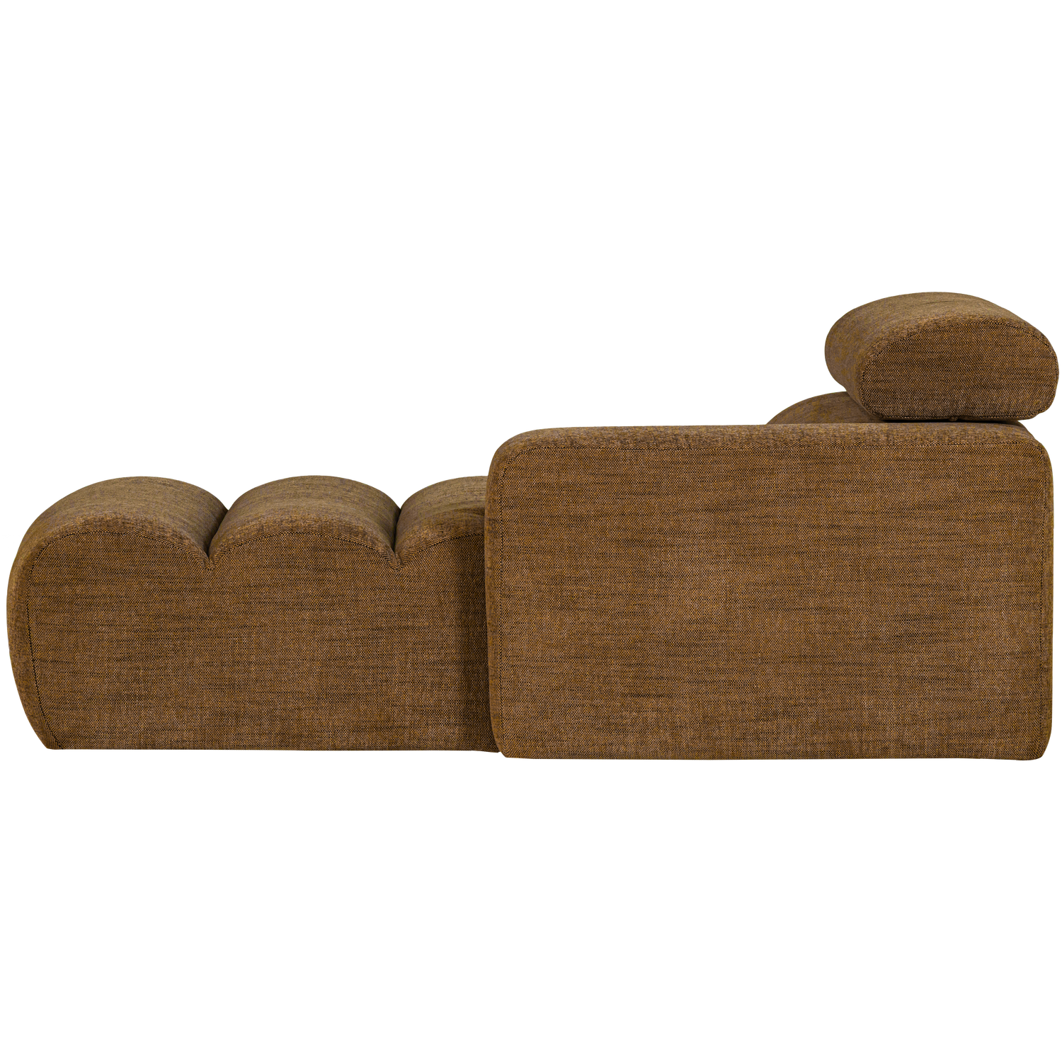 Novi chaise longue element arm rechts boucle karamelbruin