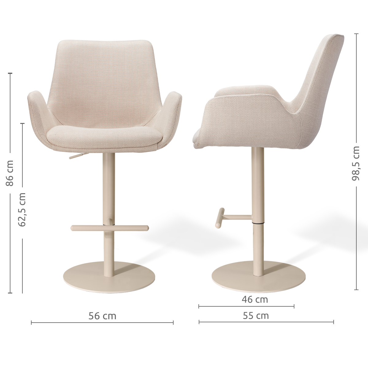 Niva-Eef draaibare tulp barkruk - beige