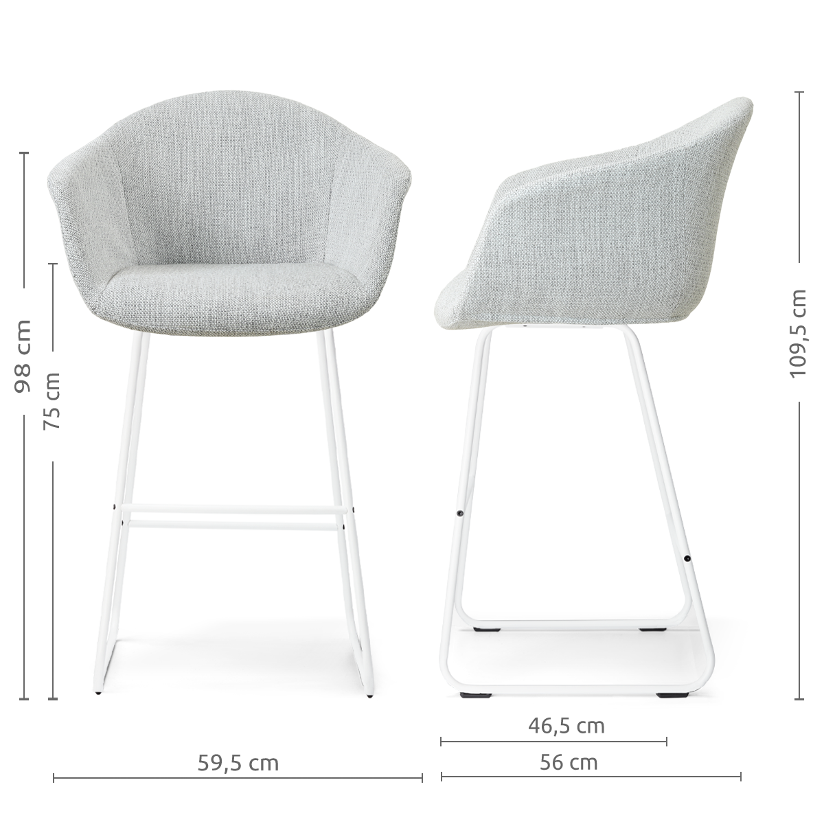 Nino-Otis - wit onderstel - 75 cm