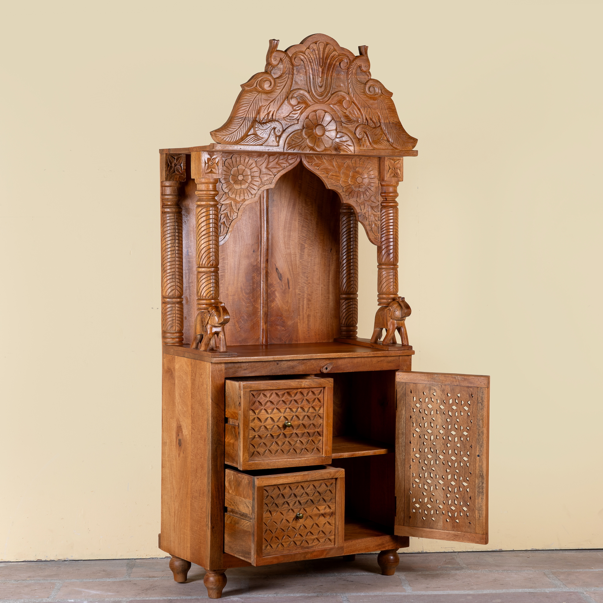 Moksha - Handgesneden Mandir van Mangohout