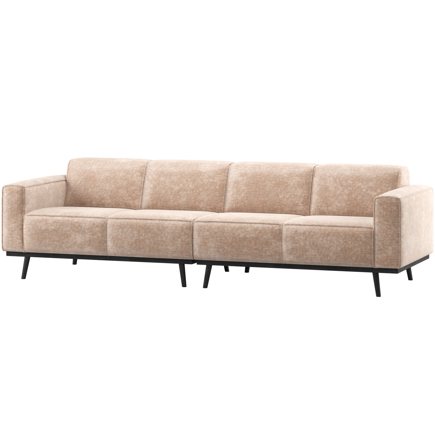 Statement 4-zits bank 280 cm chenille velvet perzikroze