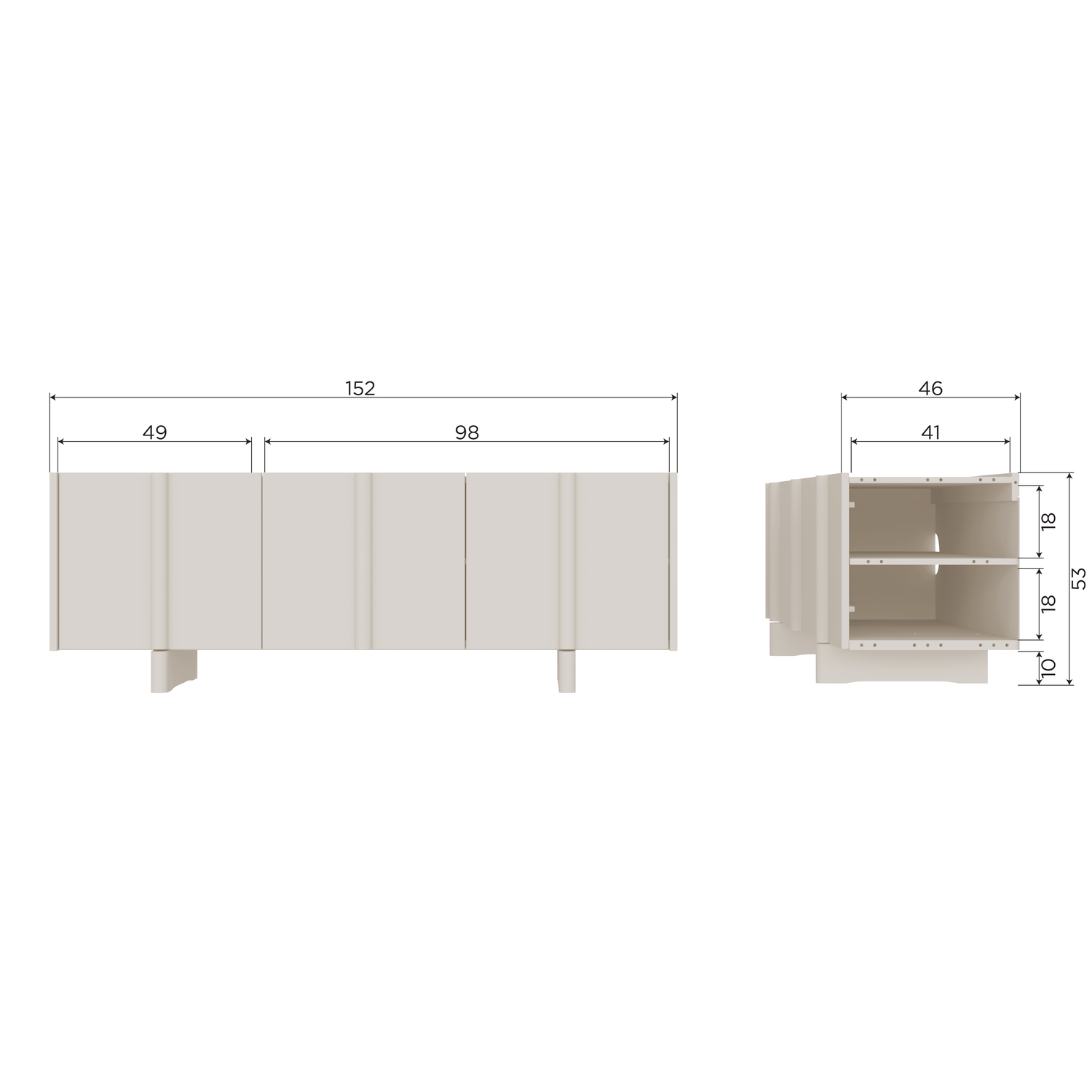 Basu tv meubel 152 cm grenen dust [fsc]