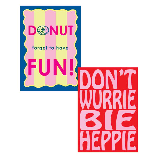 Tweezijdige poster A4 - Donut forget/bie heppie