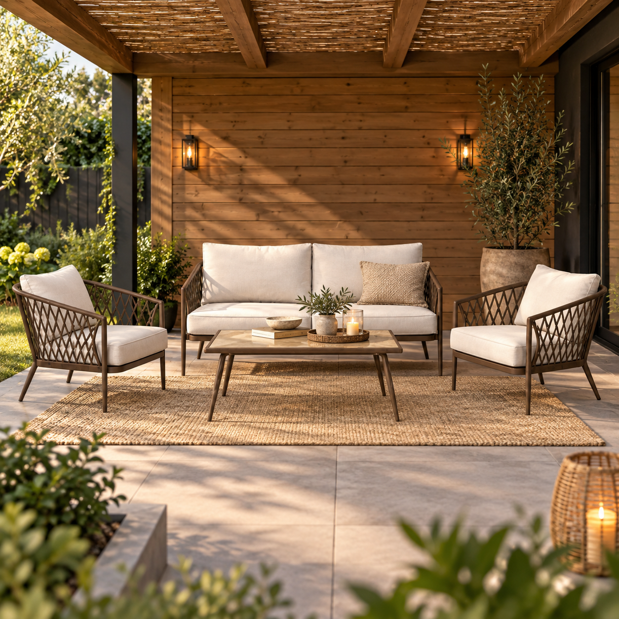 Marloes 4 delige tuin loungeset beige