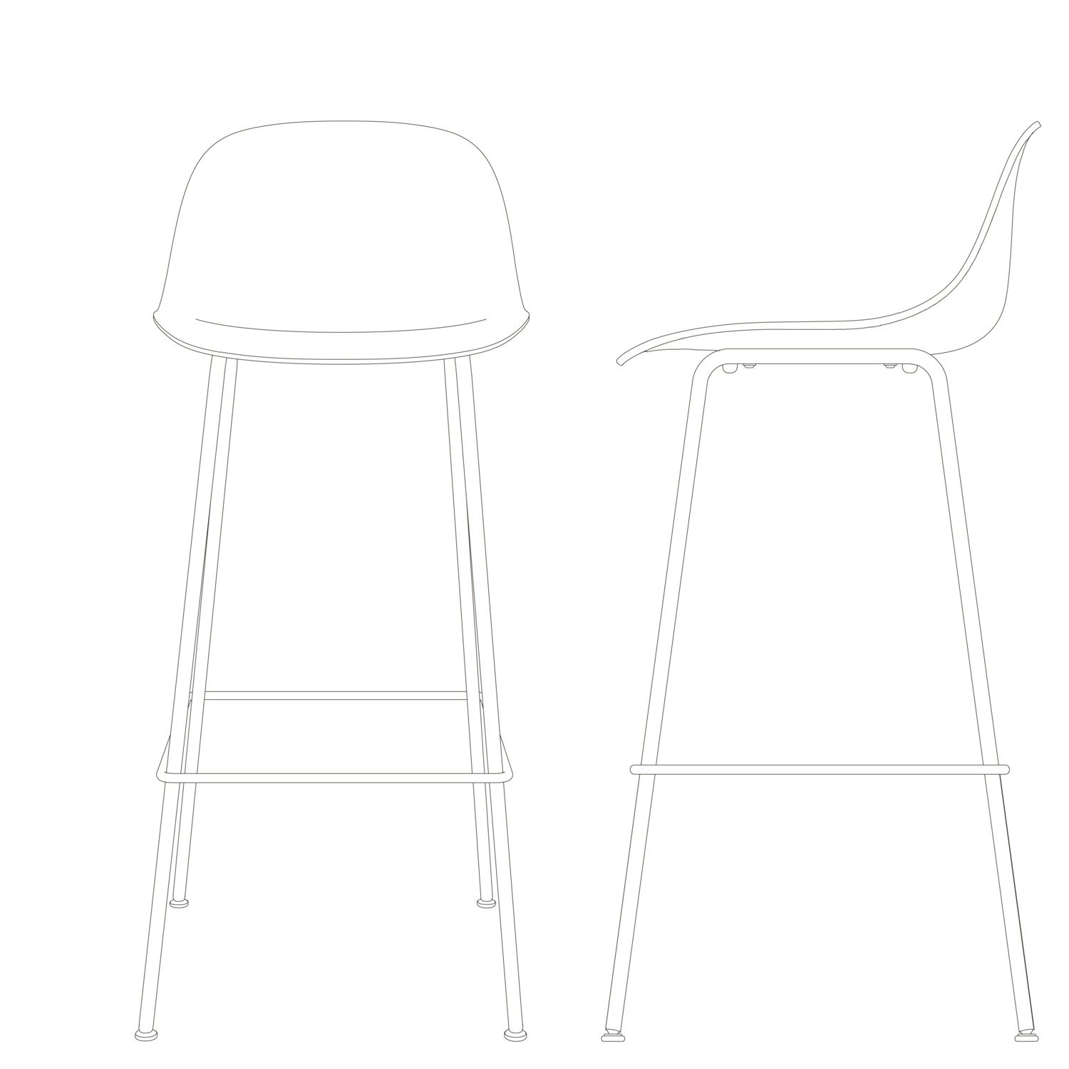 Muuto barkruk met rugleuning Fiber Bar Stool Tube Base