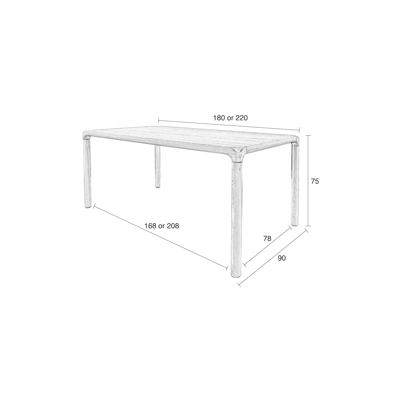 Zuiver Storm eettafel Naturel