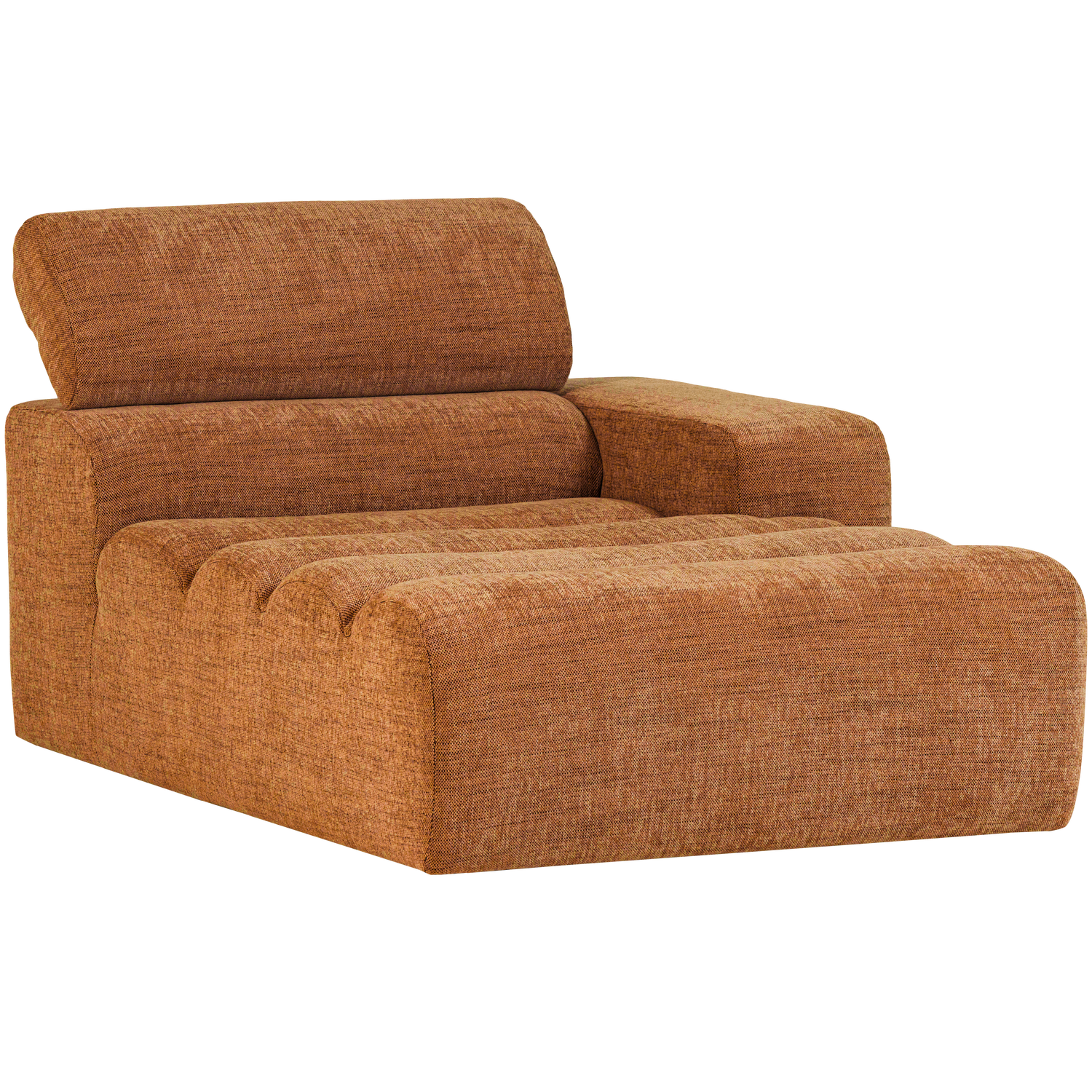 Novi chaise longue element arm rechts boucle karamelbruin