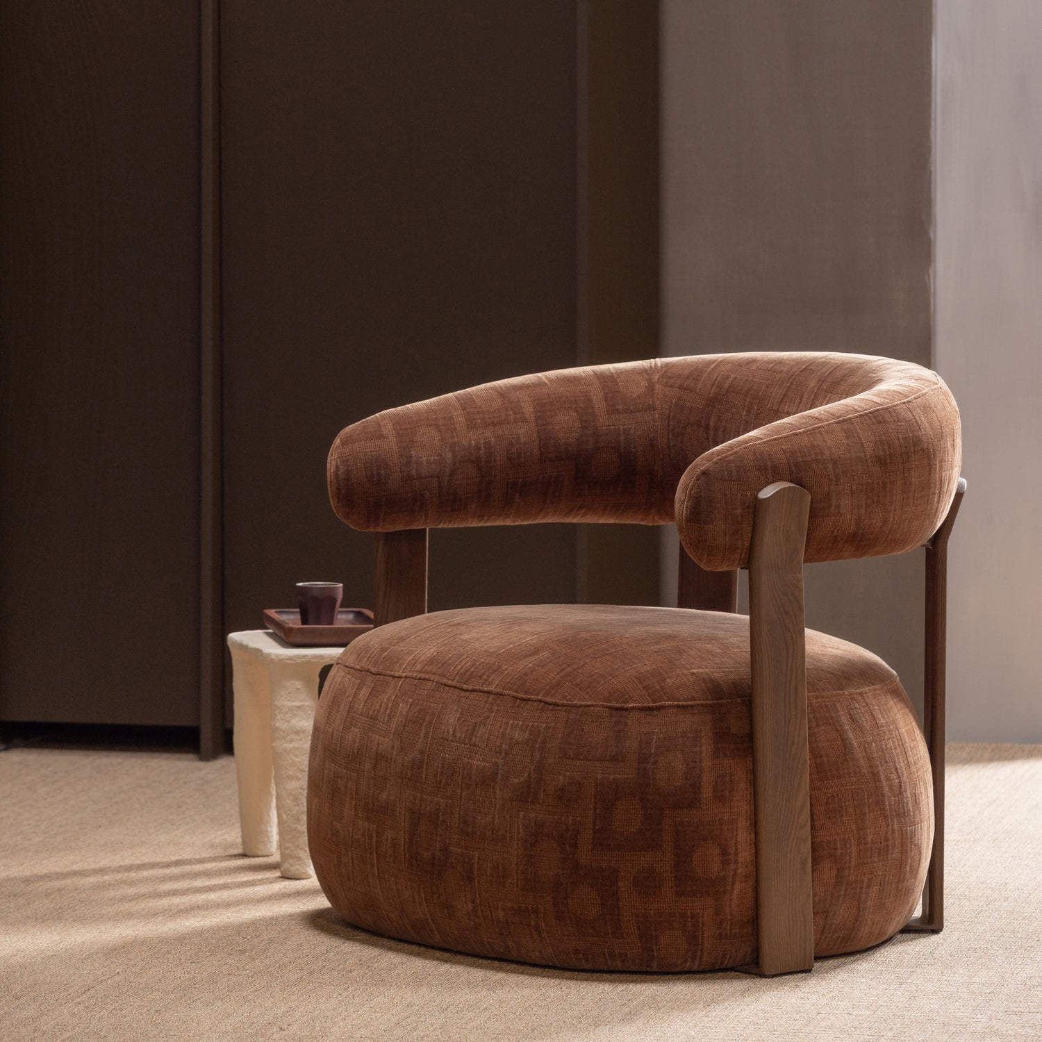Foon fauteuil 3d structuurstof bruin [fsc]