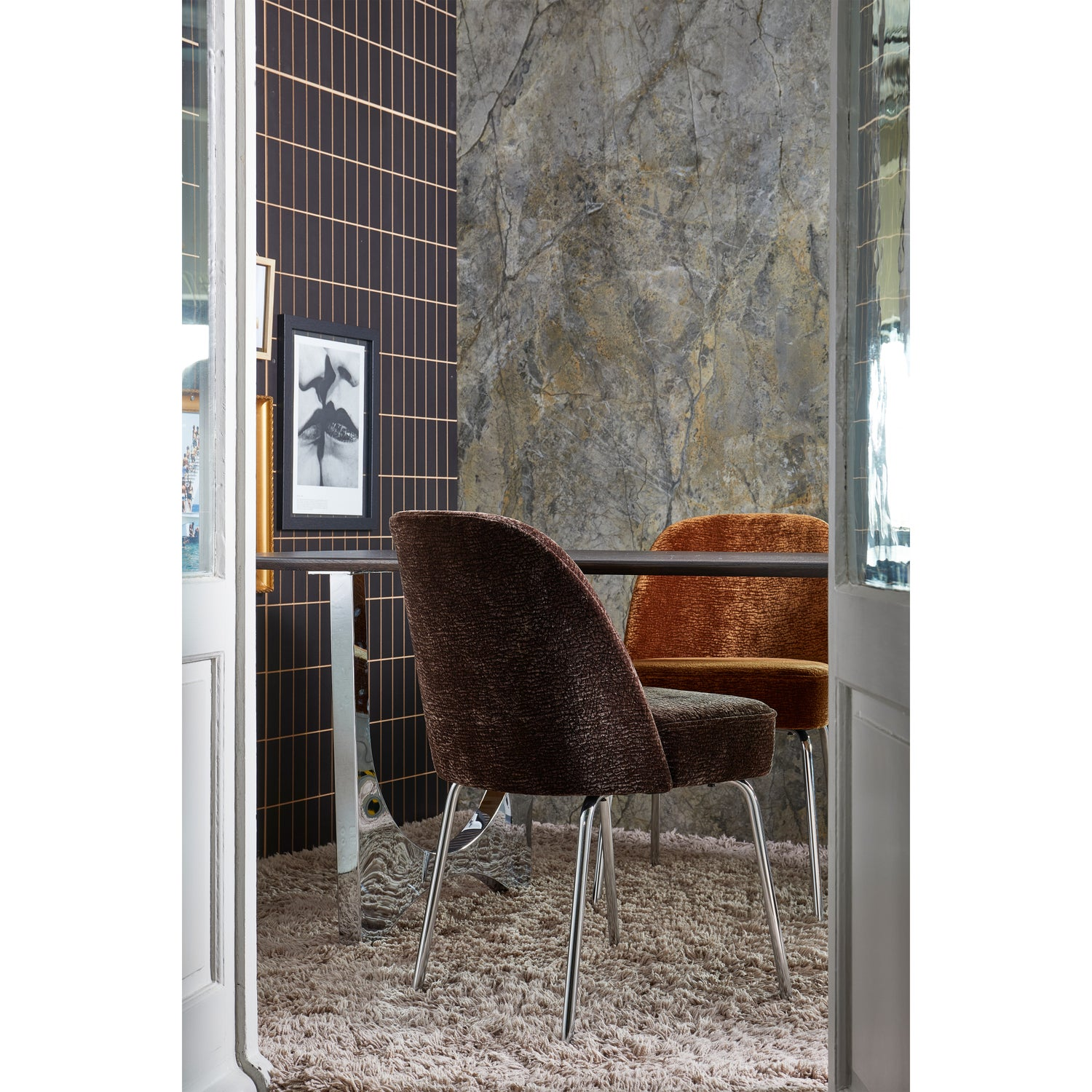 Vogue eetkamerstoel structure velvet brass