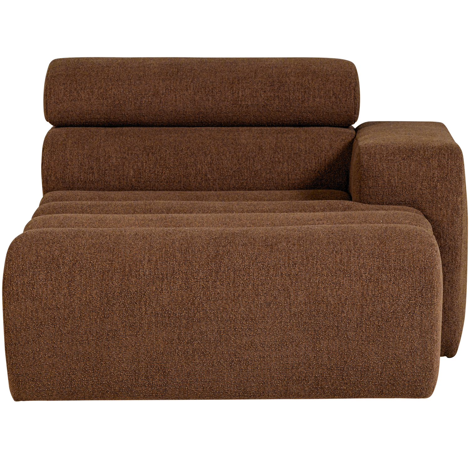 Novi chaise longue element arm rechts boucle karamelbruin