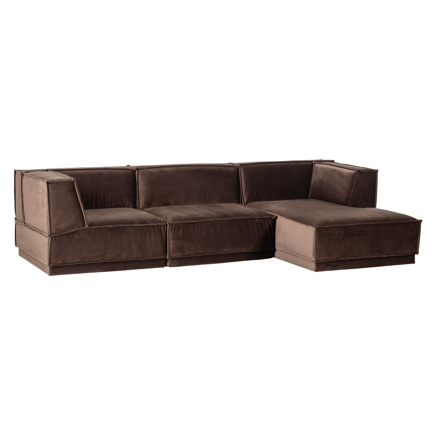 Manu chaise longue bank rechts velvet bruin [fsc]