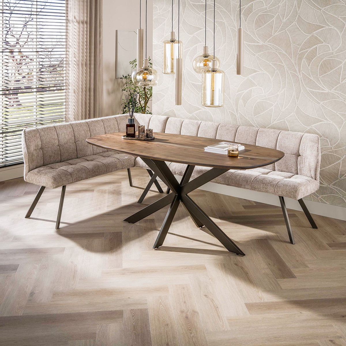 Eetkamertafel Deens Ovaal Kopenhagen Bruin