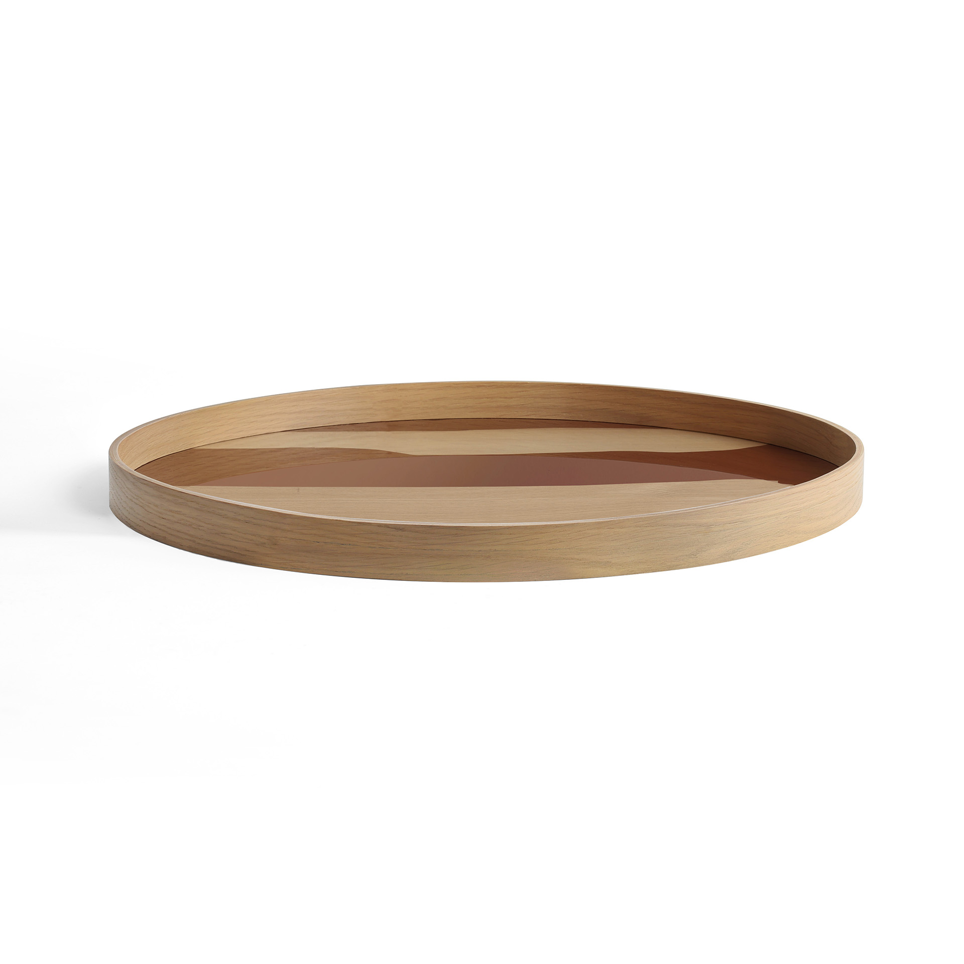 Second Nature glazen dienblad rond  - auburn