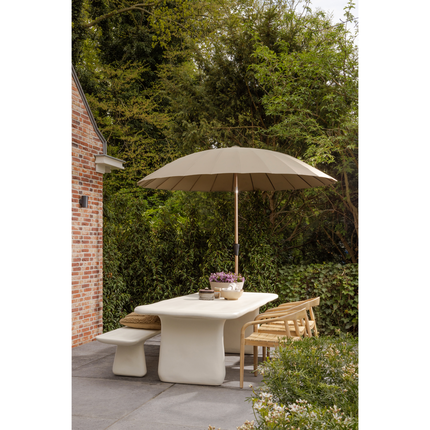 Loggia tuinbank 227x40 cm vezelversterkte polymeer naturel