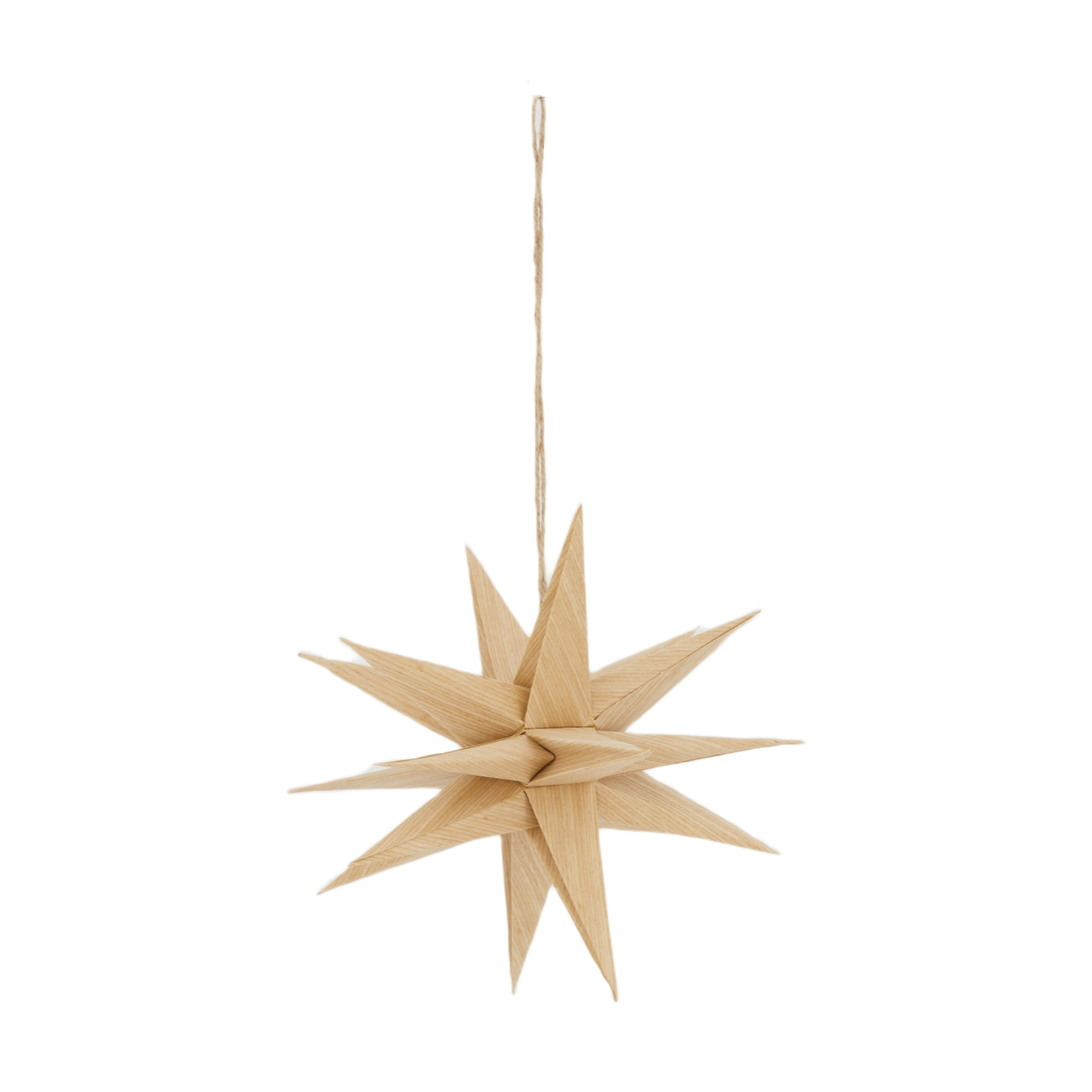 Kerstster hanger paper houtlook 2 stuks