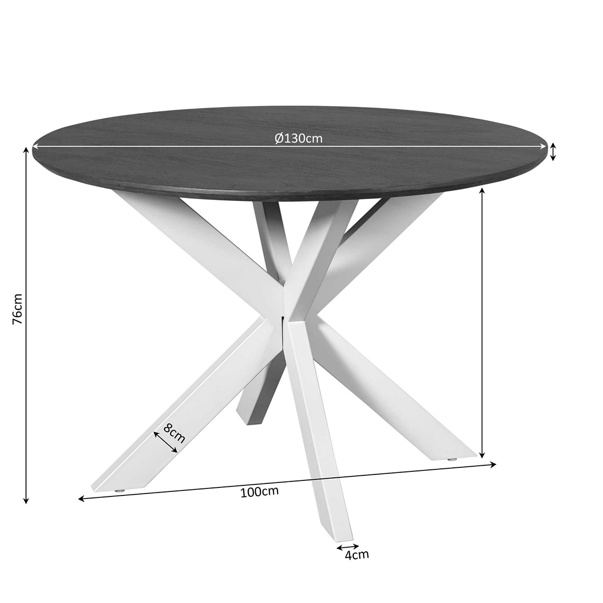 Eettafel De Bokke Rond Bruin & Zwart