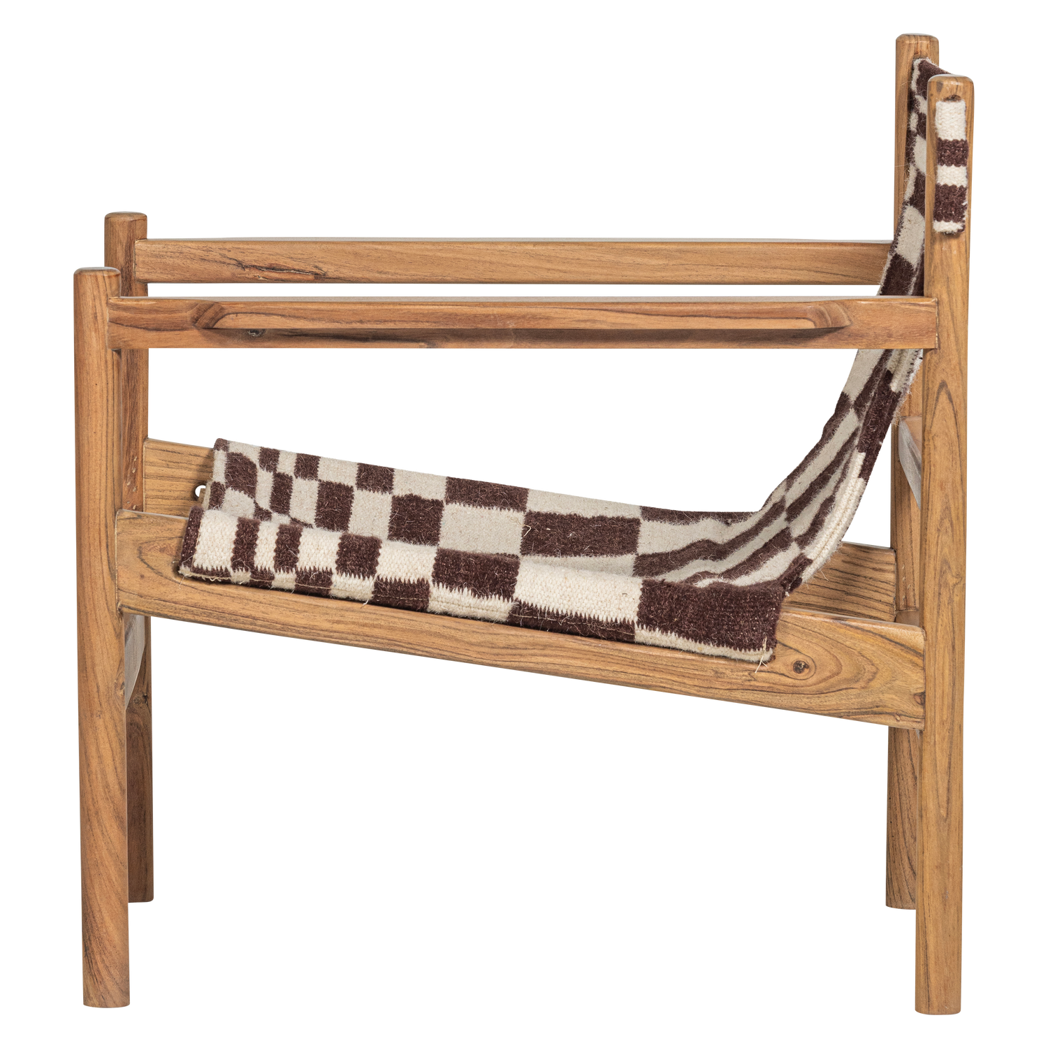 Zano fauteuil hout bruin met kelim zitting naturel