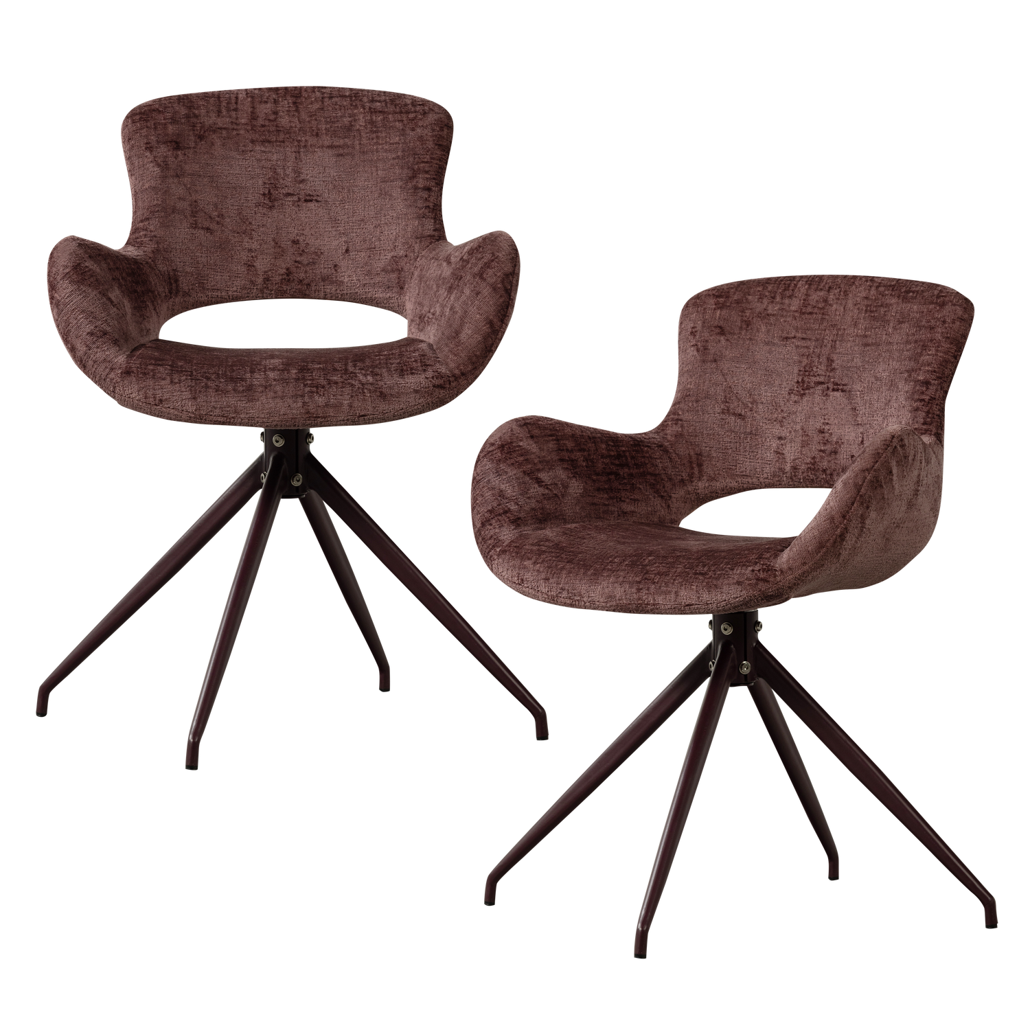 Eliva eetkamerstoel structure velvet paars - set van 2