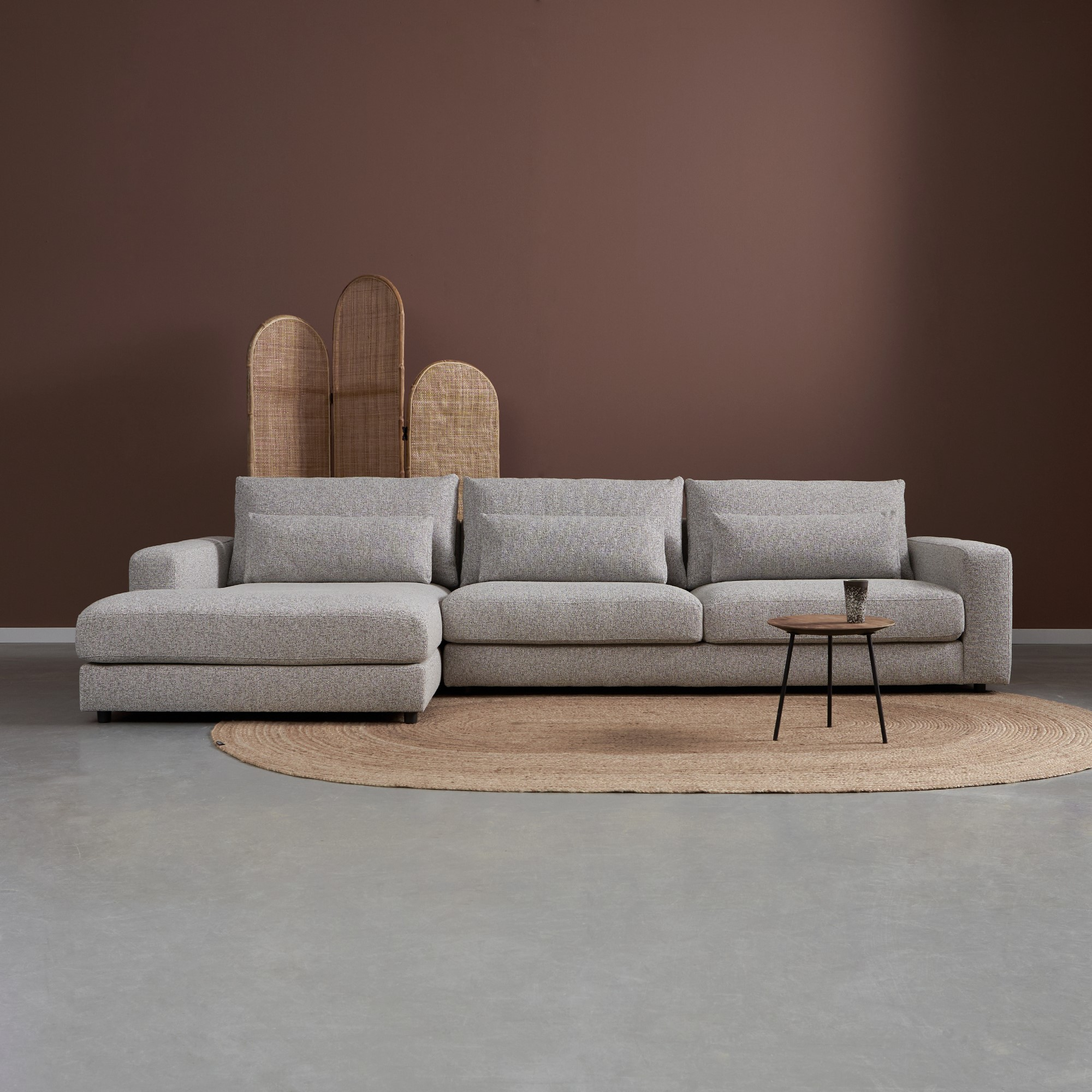 Hoekbank Lusaro Lichtgrijs Chaise Longue