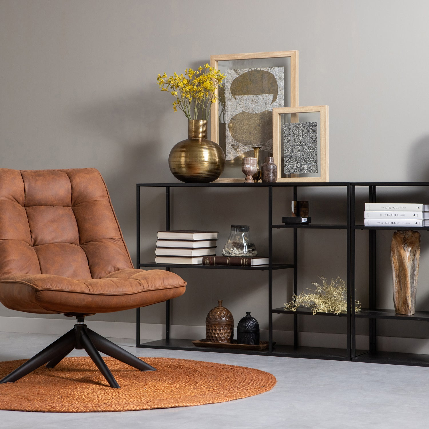Jouke draaifauteuil chenille structuur roestbruin [fsc]
