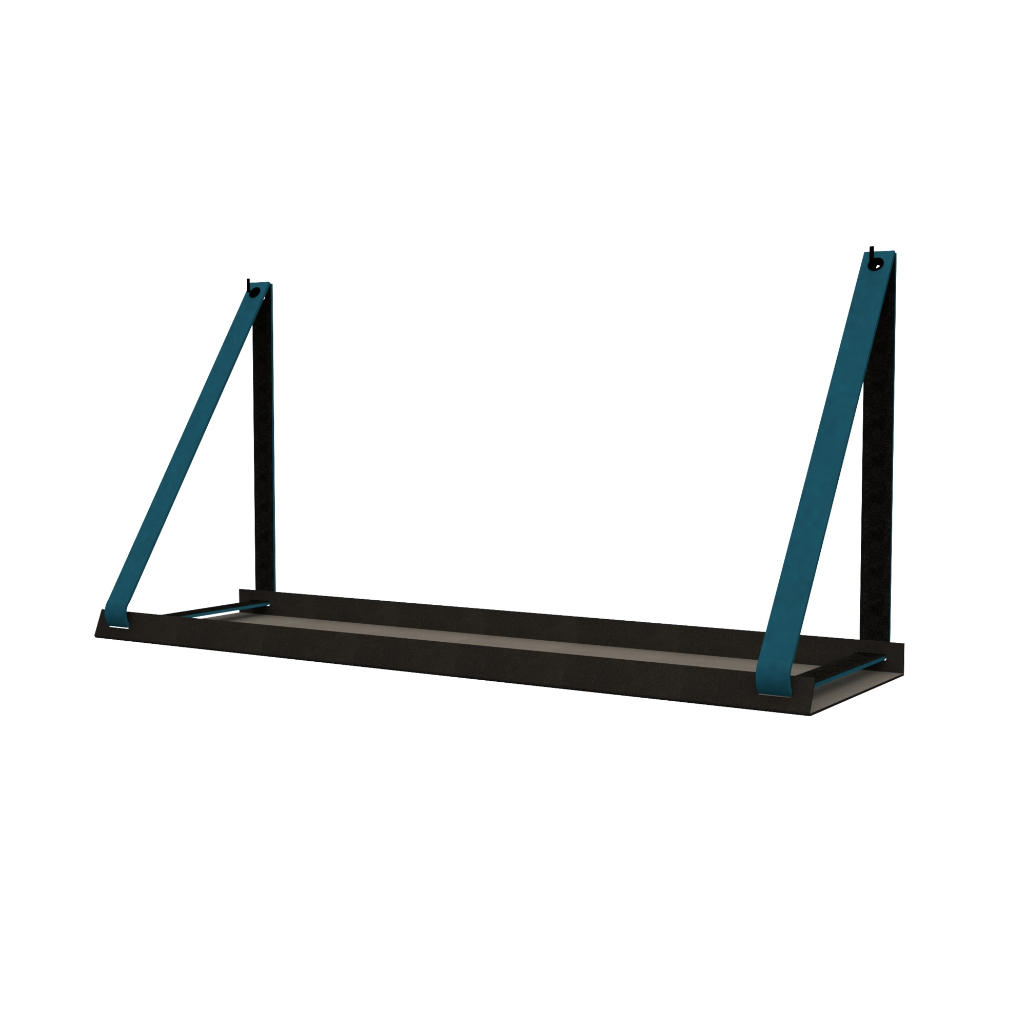 Stalen wandplank 70x20cm - incl. leren plankdragers