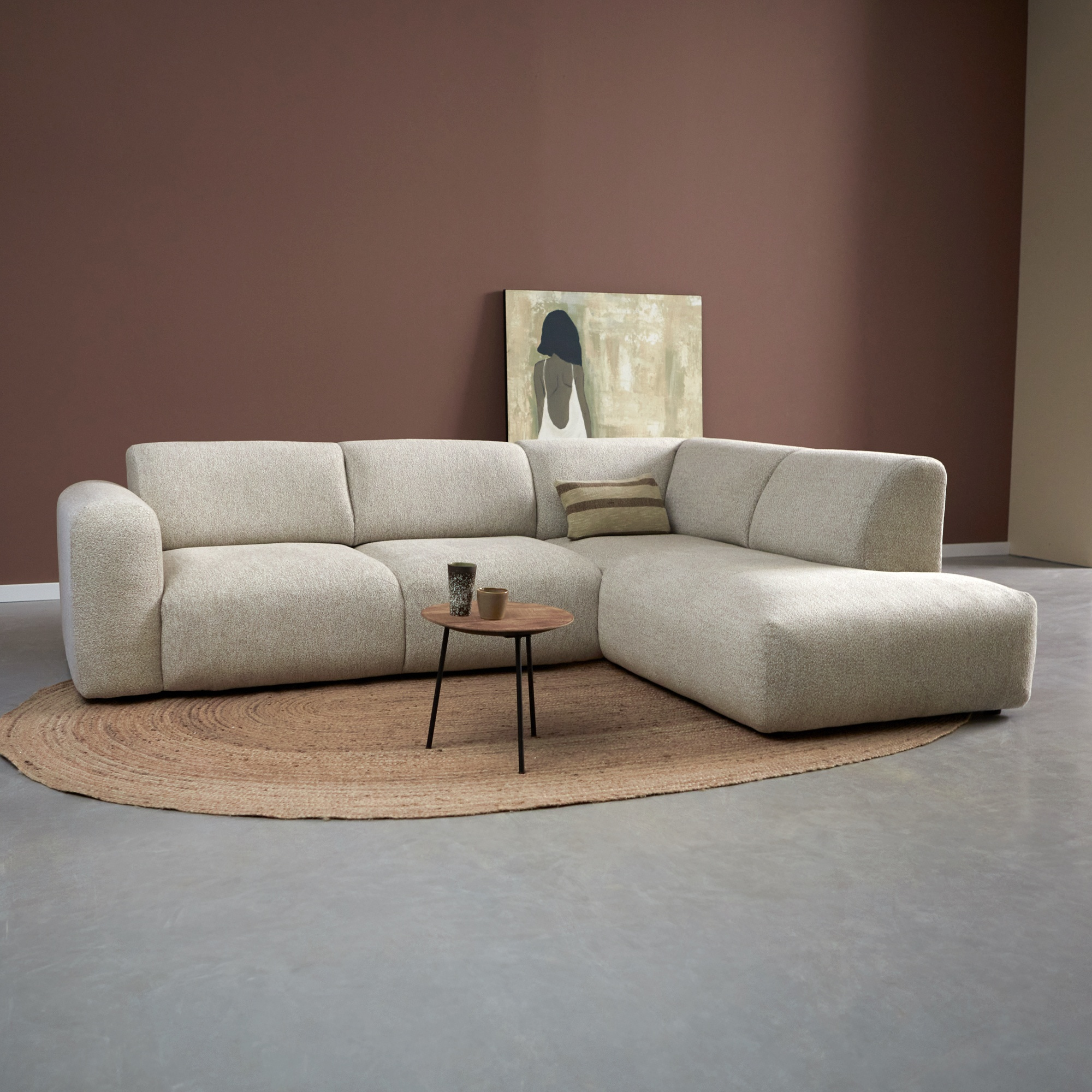 Riva Hoekbank Beige, Ottoman