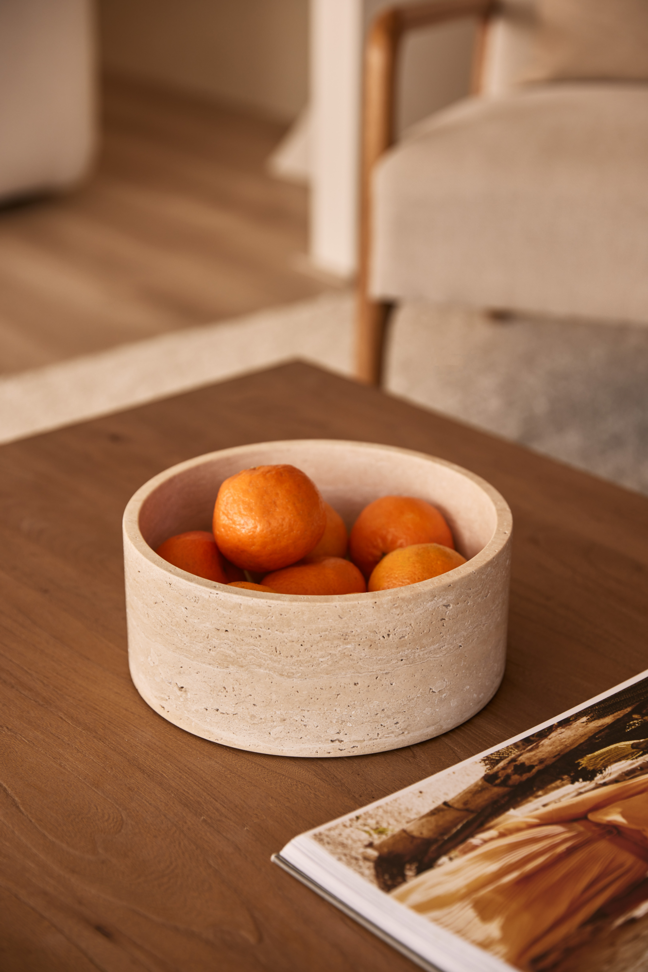 Travertine fruitschaal