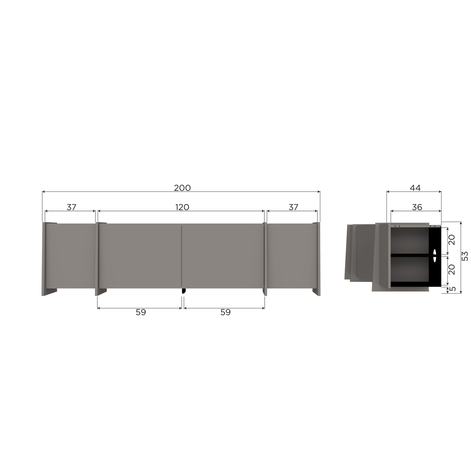 Brock tv meubel 200 cm essen fineer middenbruin [fsc]