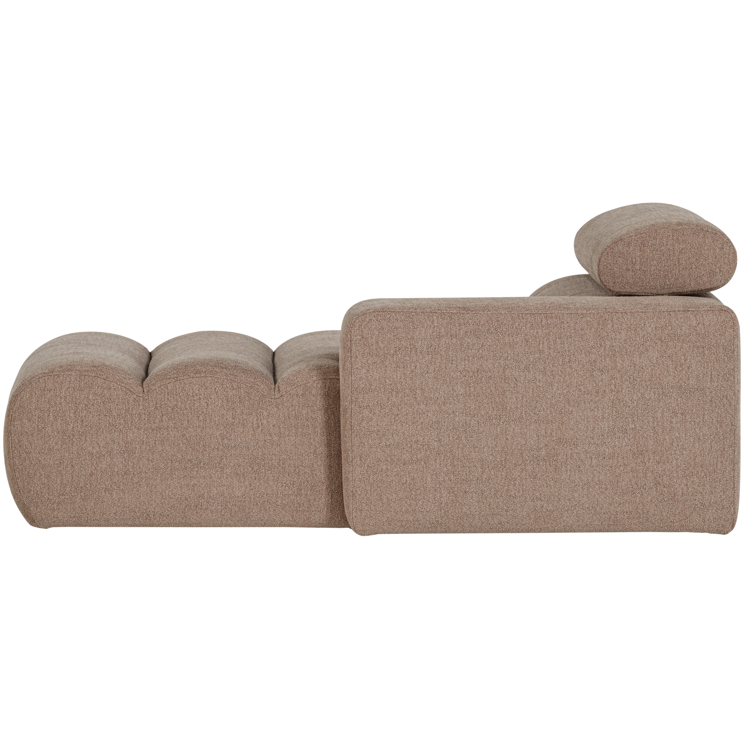 Novi chaise longue element arm rechts boucle karamelbruin