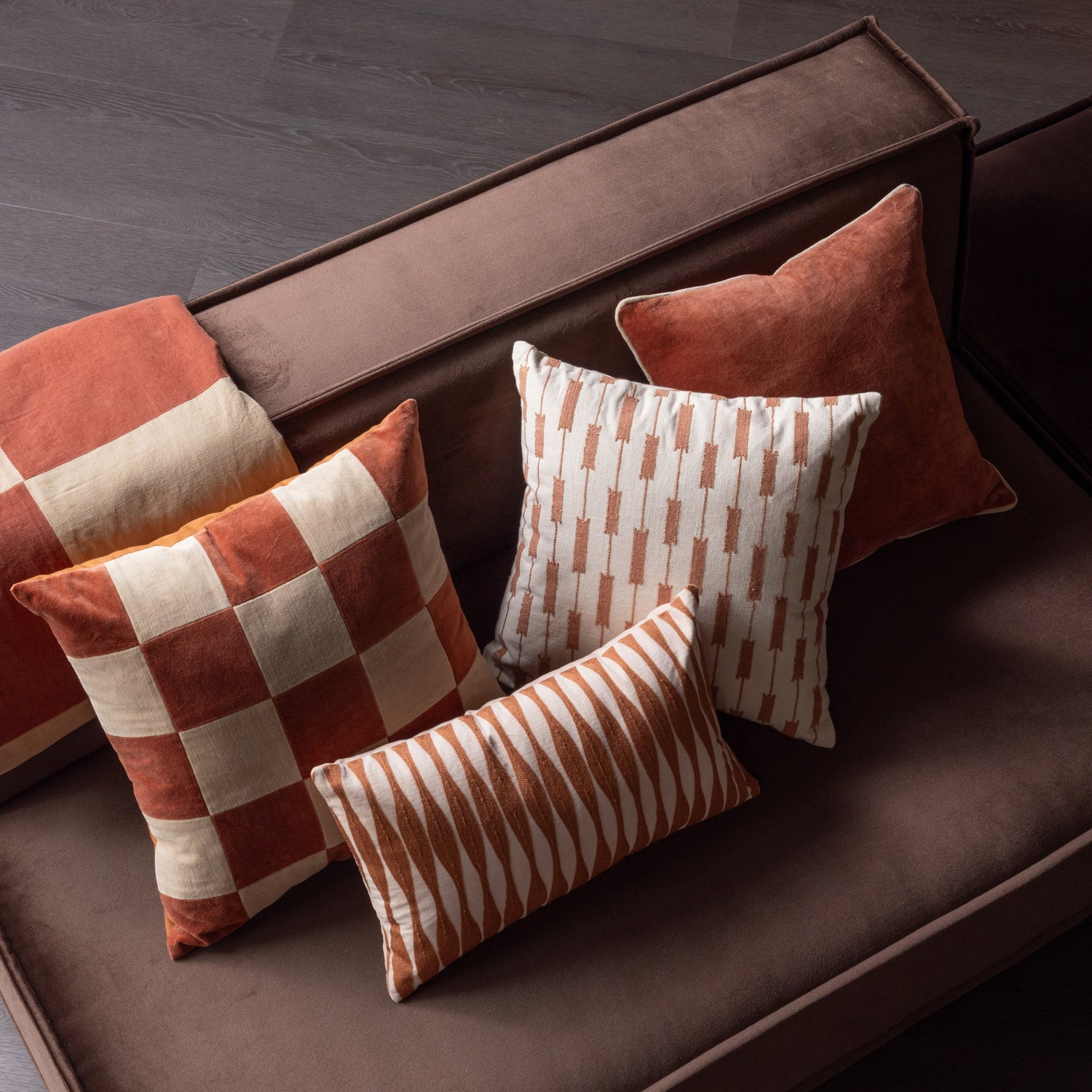 Zena kussens roze/roestbruin - set van 4