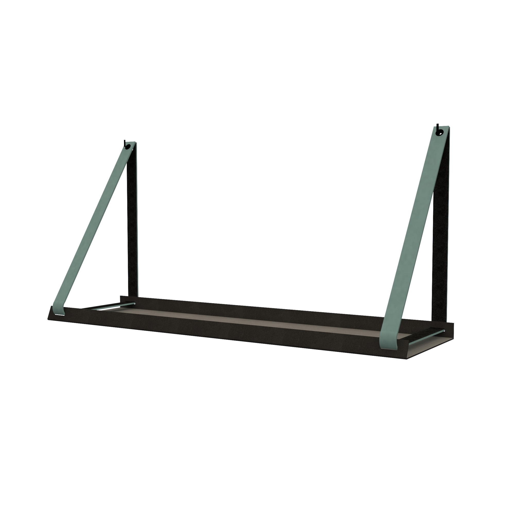 Stalen wandplank 70x20cm - incl. leren plankdragers