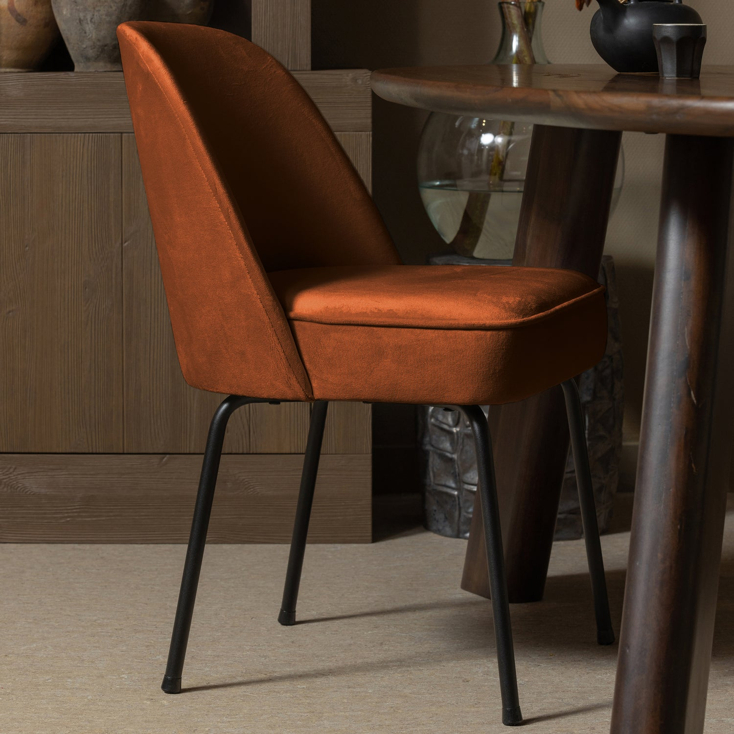 Vogue eetkamerstoel structure velvet brass
