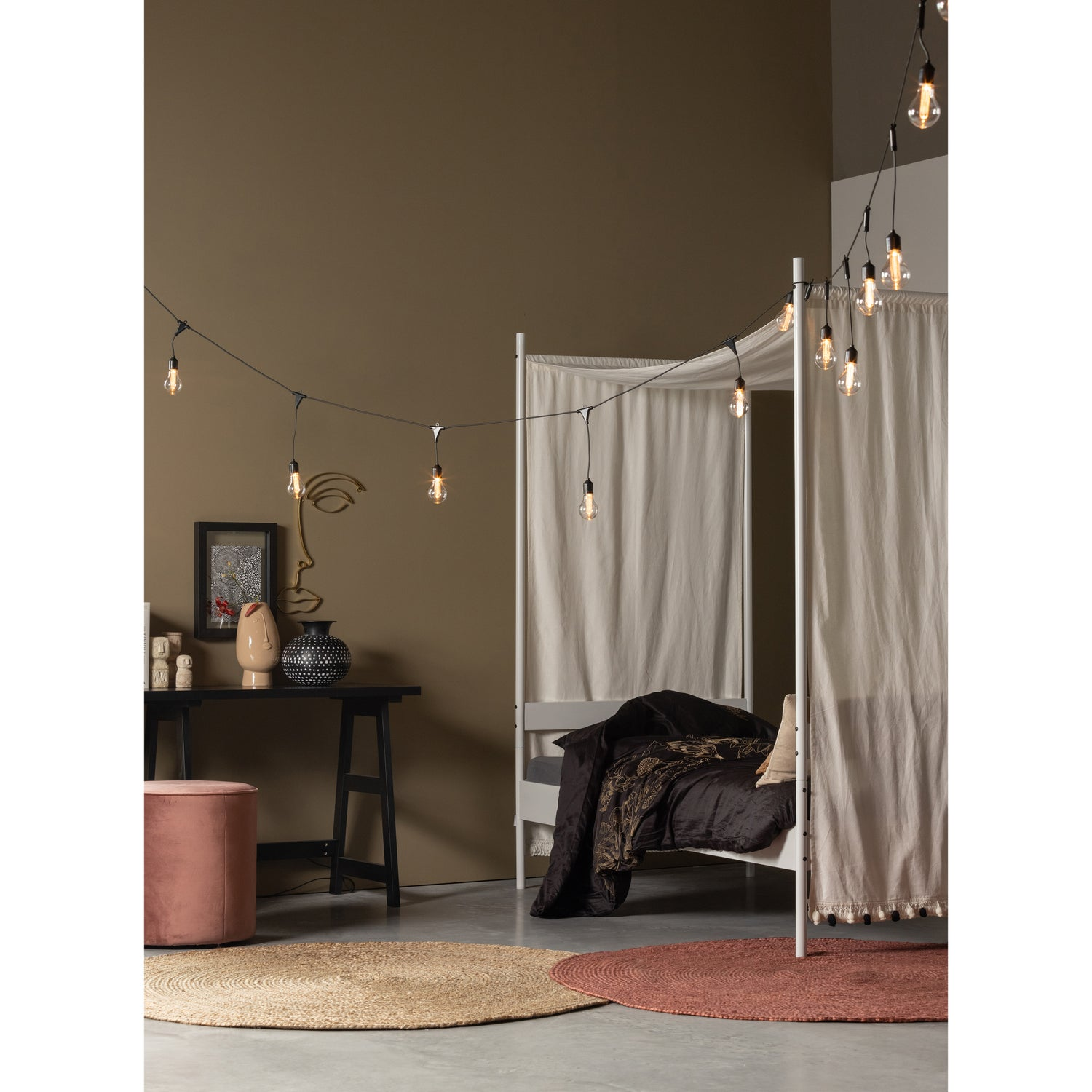 Sara poef hoog 46xo46 cm velvet off white [fsc]
