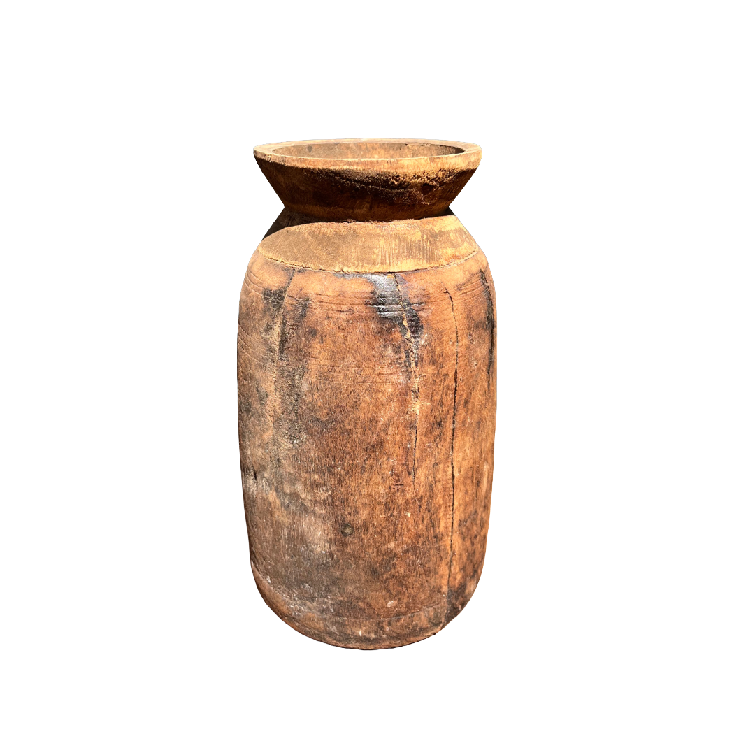 Houten pot Hoog uniek item