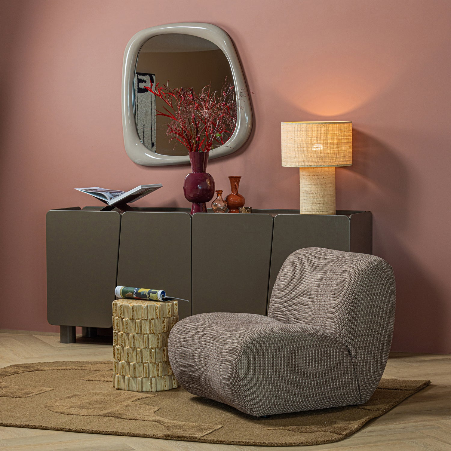 Nomu fauteuil grove chenille lichtbruin [fsc]