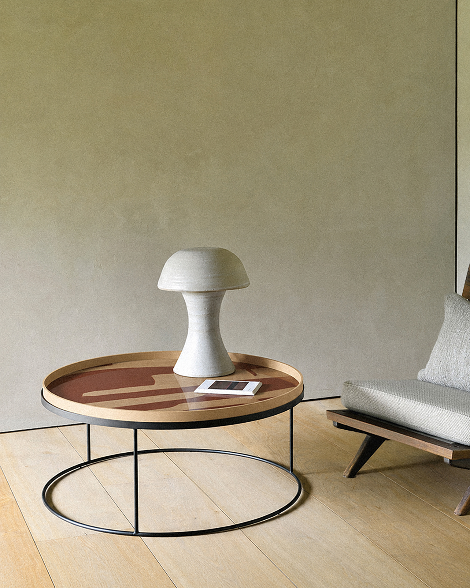 Second Nature glazen dienblad rond  - auburn