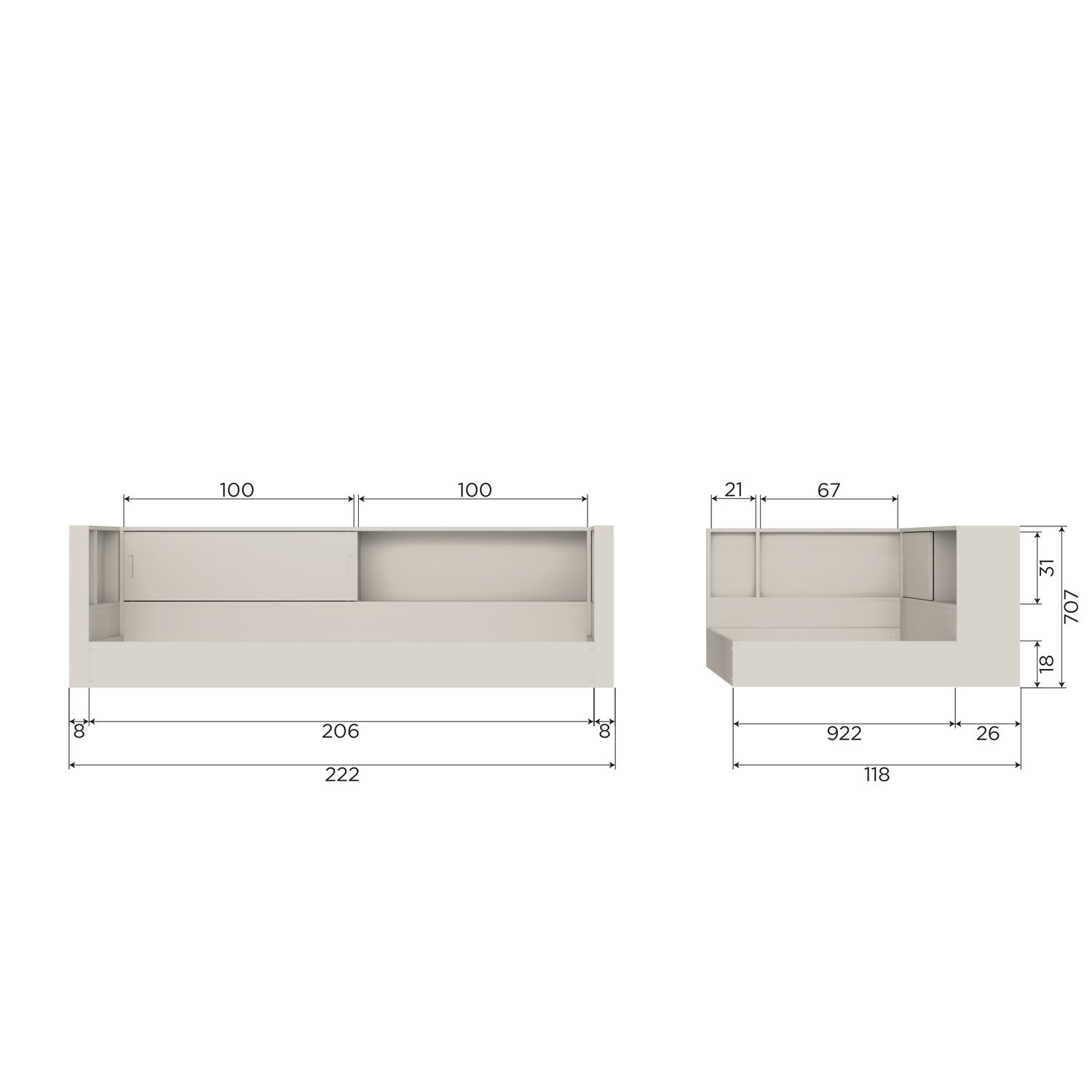 Carter hoekbed links/rechts grenen wit [fsc]