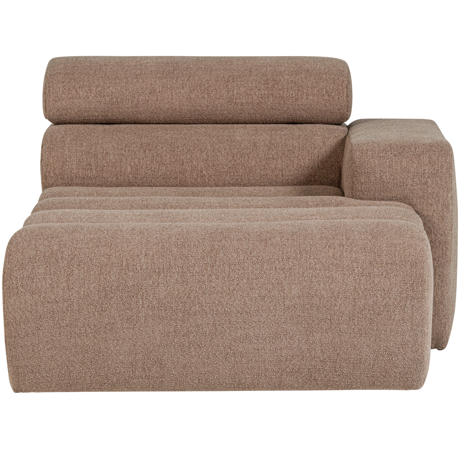 Novi chaise longue element arm rechts boucle karamelbruin