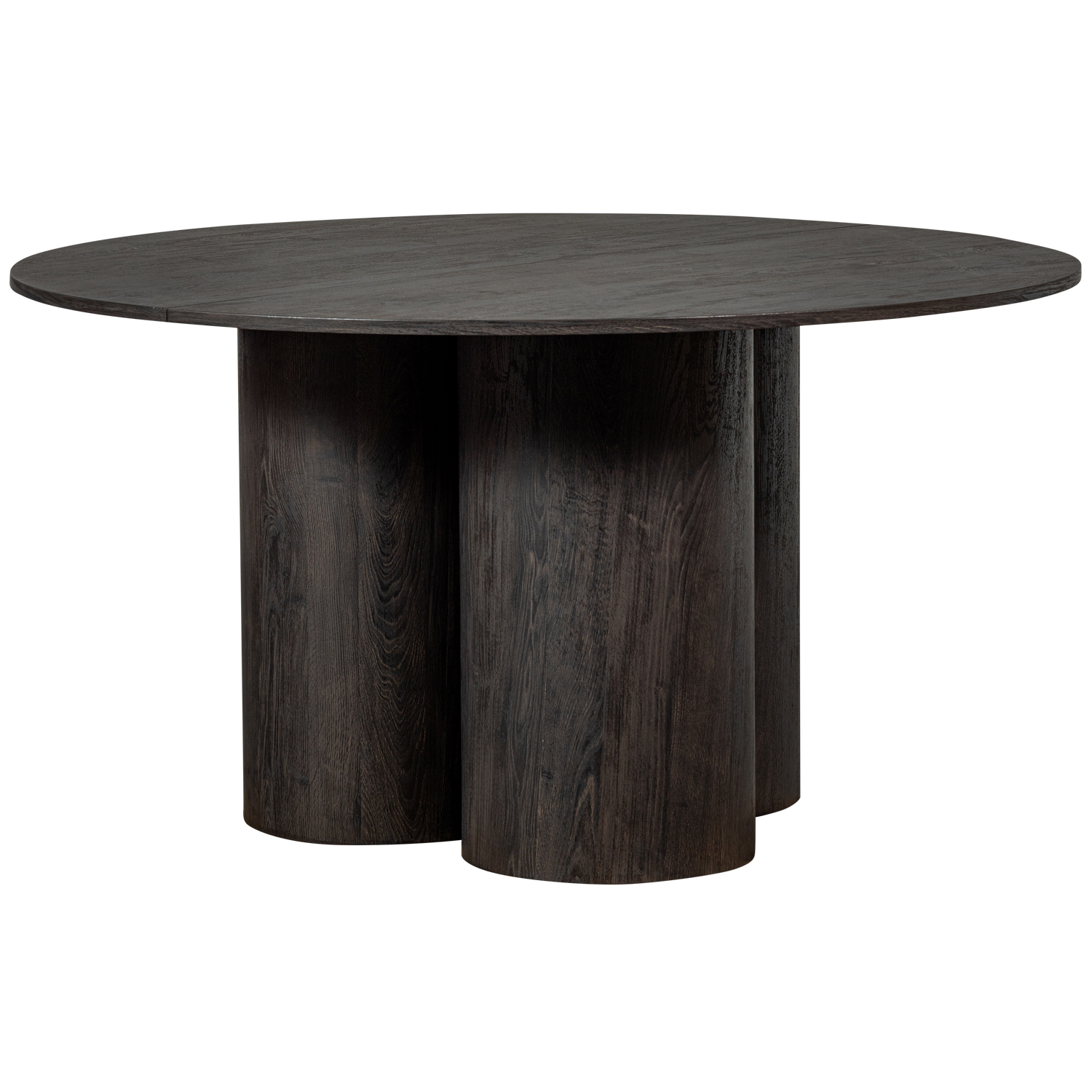 Oona eettafel rond met 3-poot mdf donkerbruin o140 cm