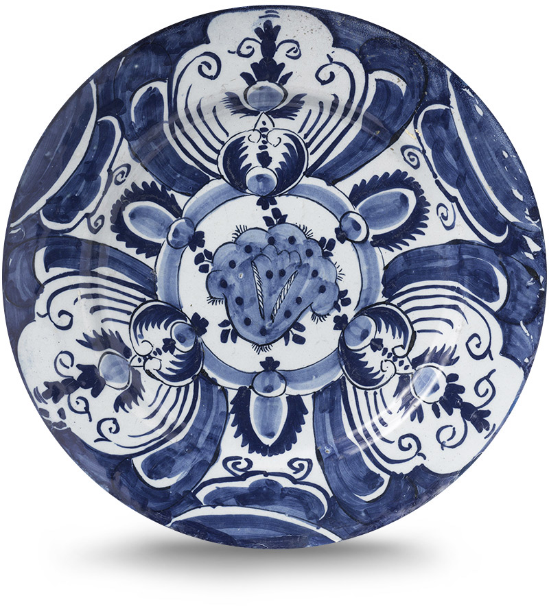 Rond schilderij aluminium Delfts blauwe borden
