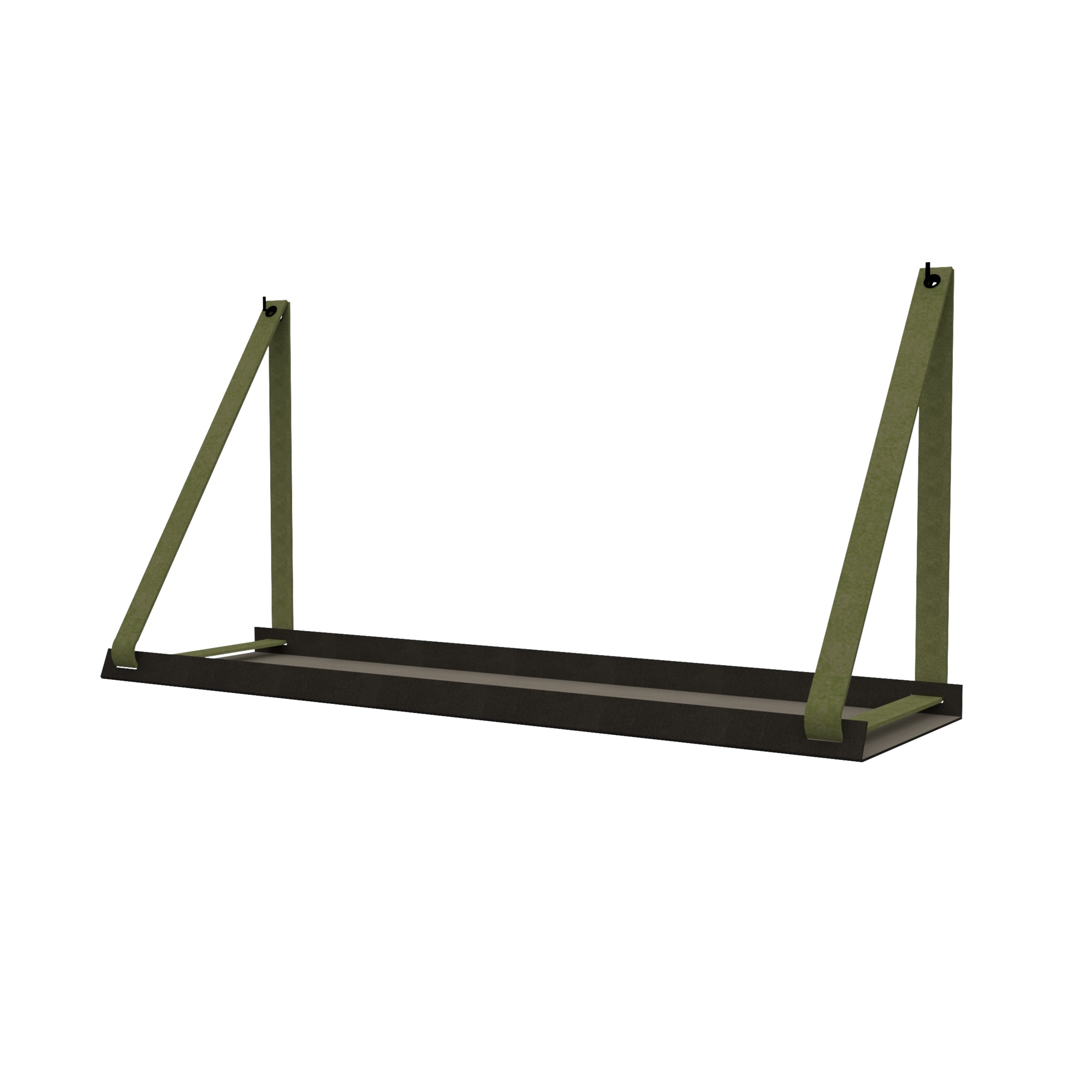 Stalen wandplank 70x20cm - incl. leren plankdragers