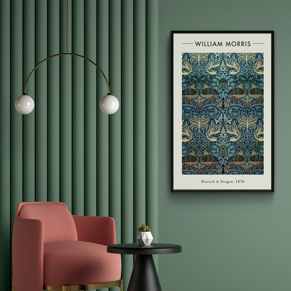 Walljar plexiglas schilderij - William Morris - Peacock and Dragon