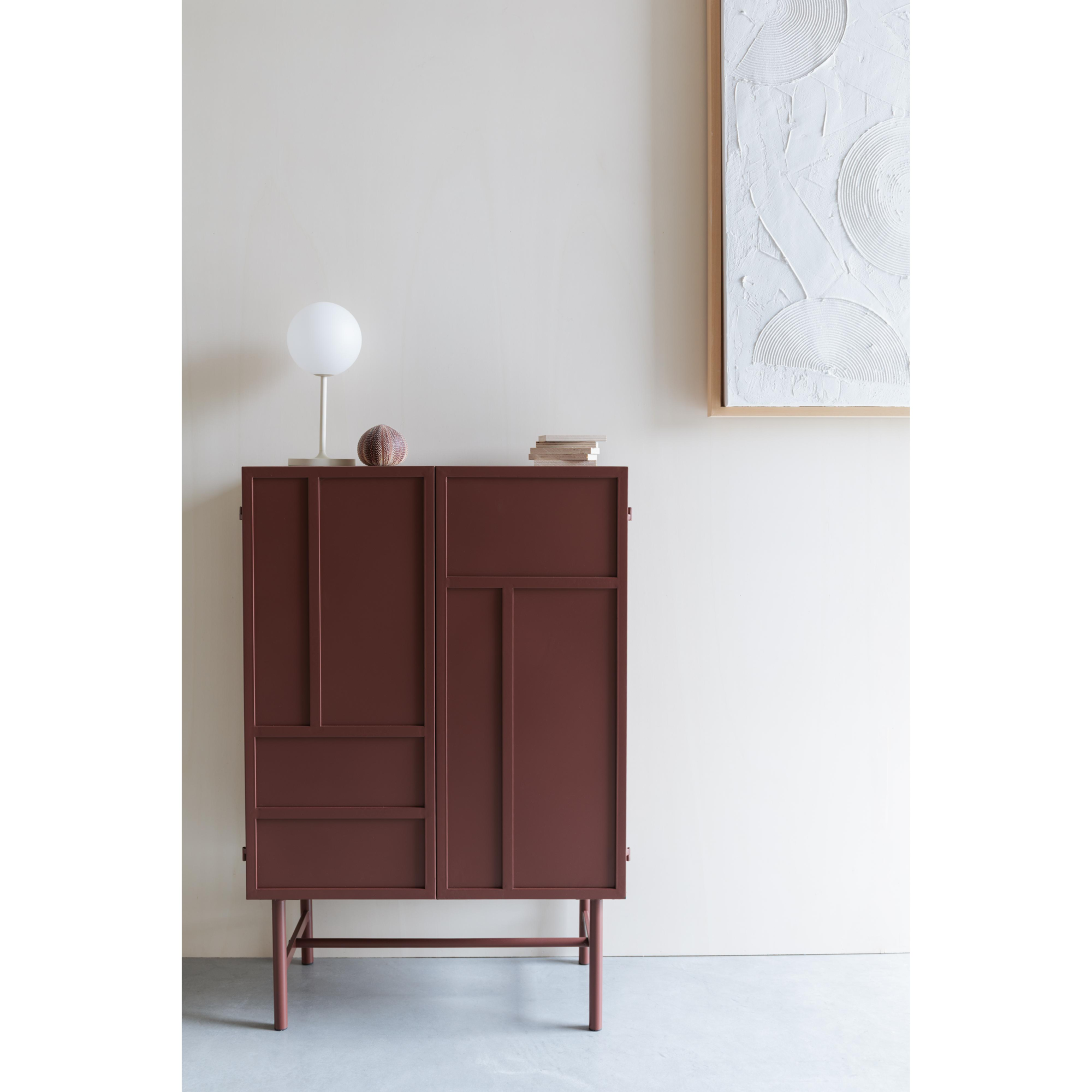 Davis kast metaal bruin/ rood
