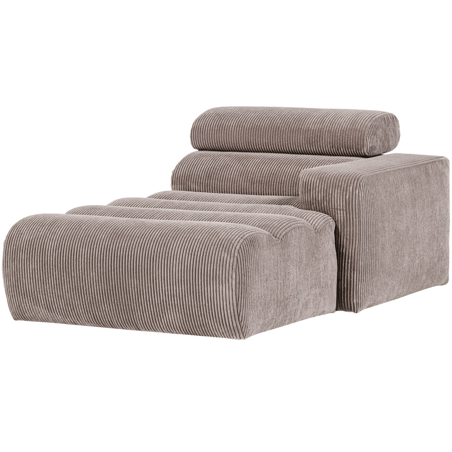Novi chaise longue element arm rechts boucle karamelbruin