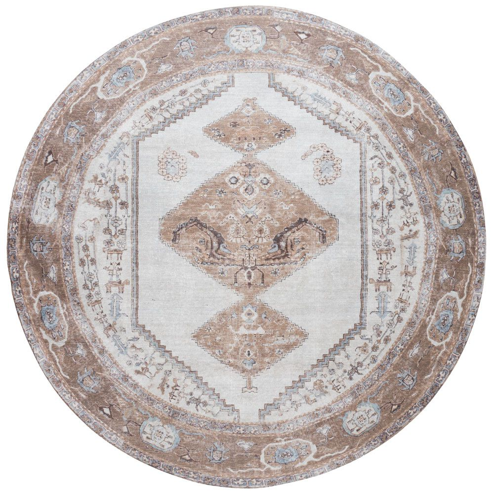 Vloerkleed Karaca - Brown 08 Rond