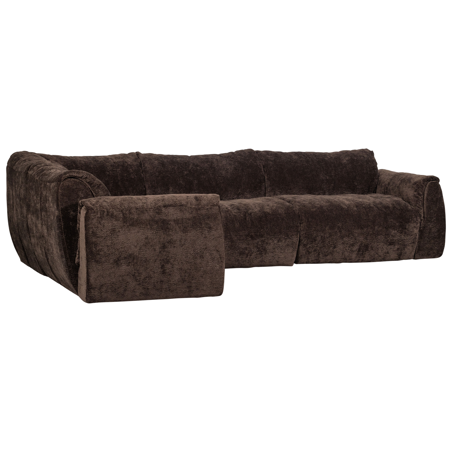 Baggy hoekbank links geweven chenille bruin