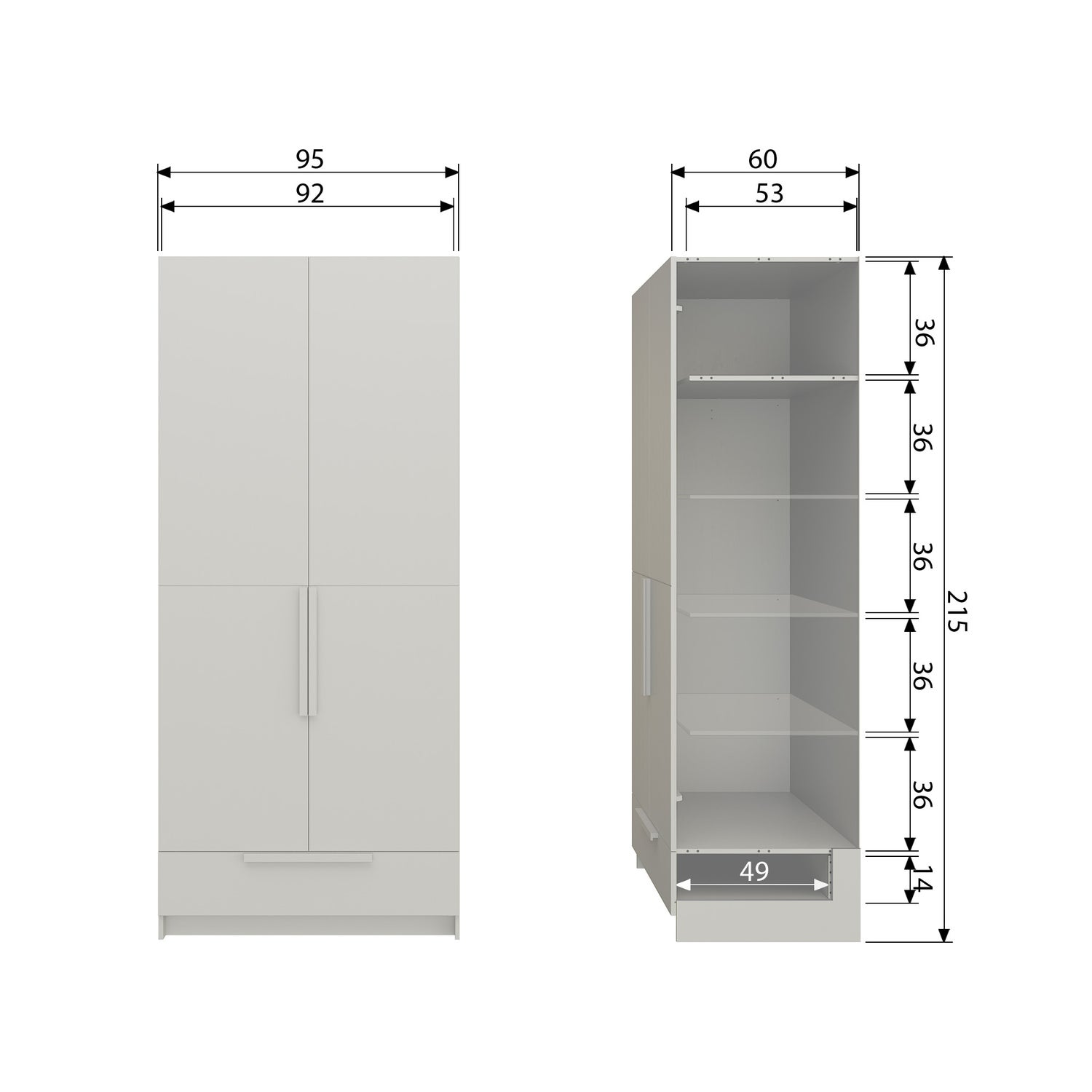 Pure 2-deurs hangkast - splitdeur grenen dust [fsc]