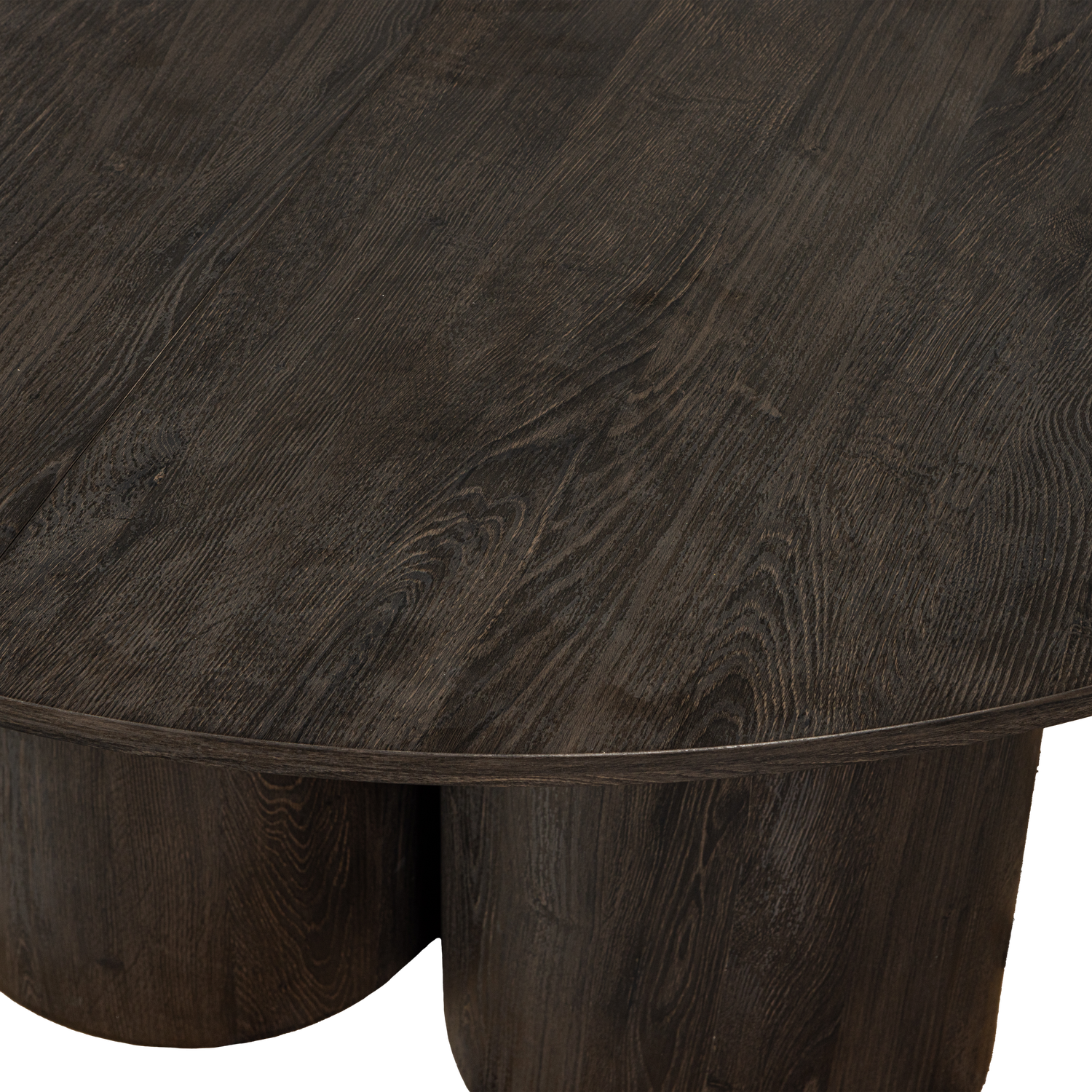 Oona eettafel rond met 3-poot mdf donkerbruin o140 cm
