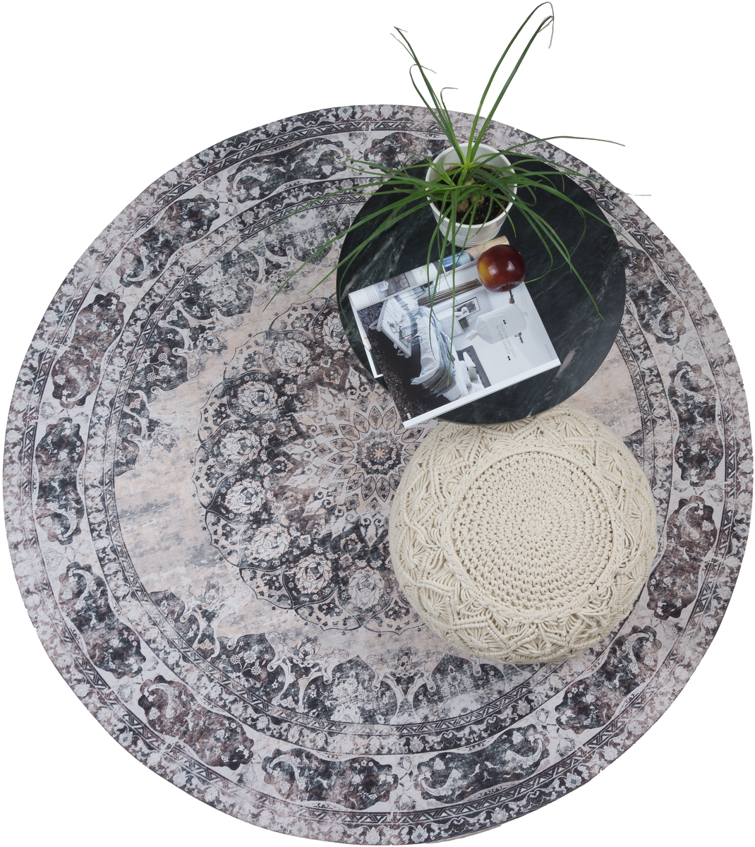 Vloerkleed Viola Antraciet rond